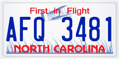NC license plate AFQ3481