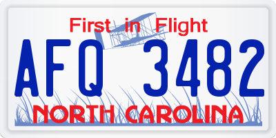 NC license plate AFQ3482