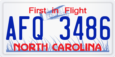 NC license plate AFQ3486