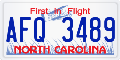 NC license plate AFQ3489