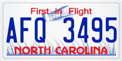 NC license plate AFQ3495