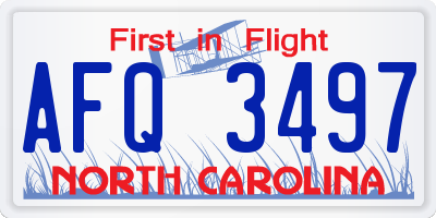 NC license plate AFQ3497