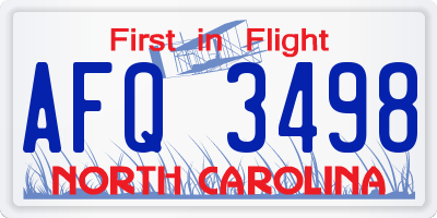 NC license plate AFQ3498