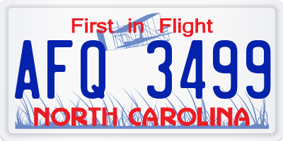 NC license plate AFQ3499