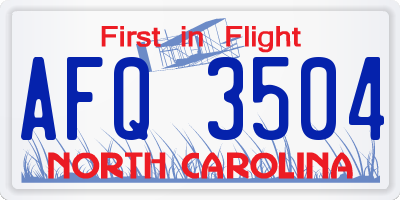 NC license plate AFQ3504