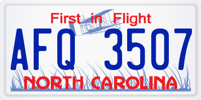 NC license plate AFQ3507
