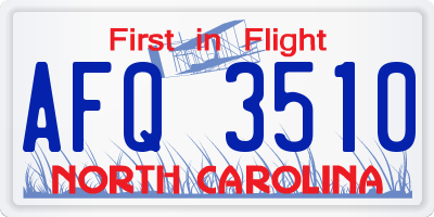 NC license plate AFQ3510