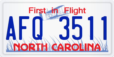 NC license plate AFQ3511