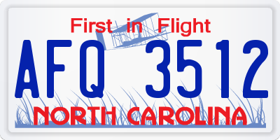 NC license plate AFQ3512