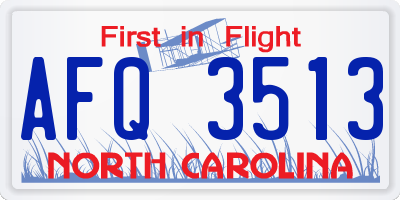 NC license plate AFQ3513