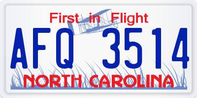 NC license plate AFQ3514