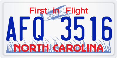 NC license plate AFQ3516