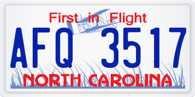 NC license plate AFQ3517