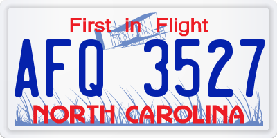 NC license plate AFQ3527