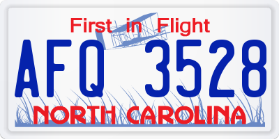 NC license plate AFQ3528