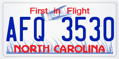 NC license plate AFQ3530