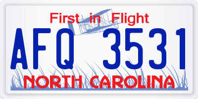 NC license plate AFQ3531