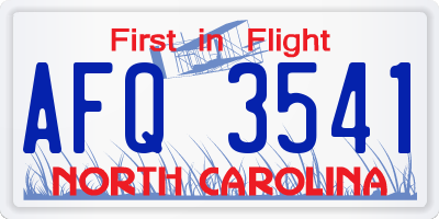 NC license plate AFQ3541