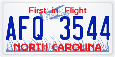 NC license plate AFQ3544