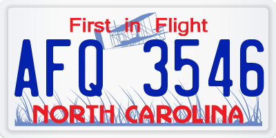 NC license plate AFQ3546