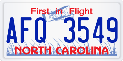 NC license plate AFQ3549