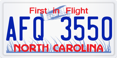 NC license plate AFQ3550
