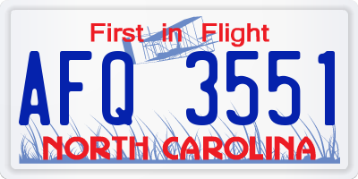 NC license plate AFQ3551
