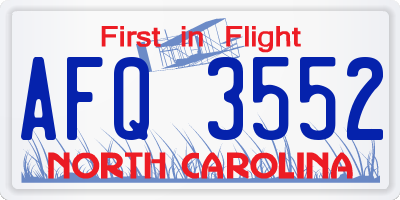 NC license plate AFQ3552