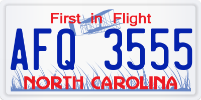 NC license plate AFQ3555
