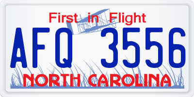 NC license plate AFQ3556