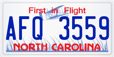 NC license plate AFQ3559