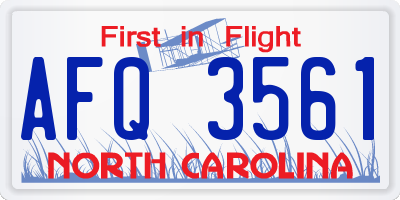 NC license plate AFQ3561