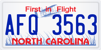 NC license plate AFQ3563