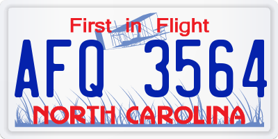 NC license plate AFQ3564
