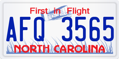 NC license plate AFQ3565