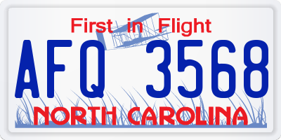 NC license plate AFQ3568