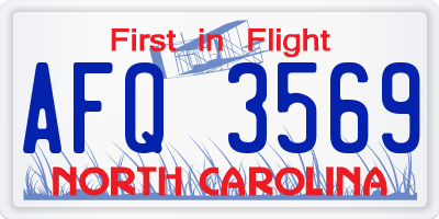 NC license plate AFQ3569