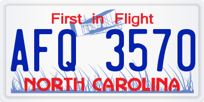 NC license plate AFQ3570