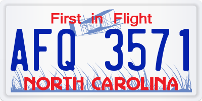 NC license plate AFQ3571