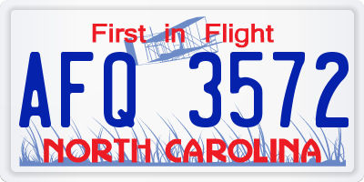 NC license plate AFQ3572