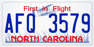 NC license plate AFQ3579