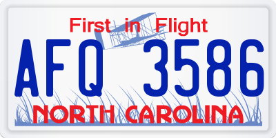 NC license plate AFQ3586