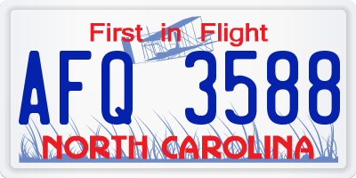 NC license plate AFQ3588
