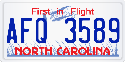 NC license plate AFQ3589