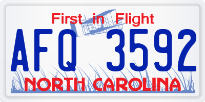 NC license plate AFQ3592