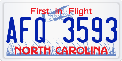 NC license plate AFQ3593