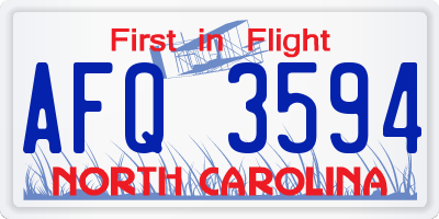 NC license plate AFQ3594