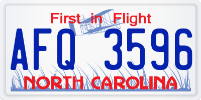 NC license plate AFQ3596