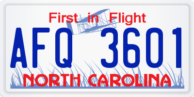 NC license plate AFQ3601