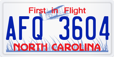 NC license plate AFQ3604